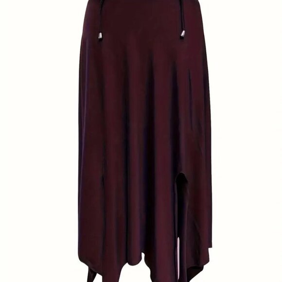 Drawstring Waist Asymmetrical Hem Skirt (Color: Deep Purple) - Picture 4 of 4